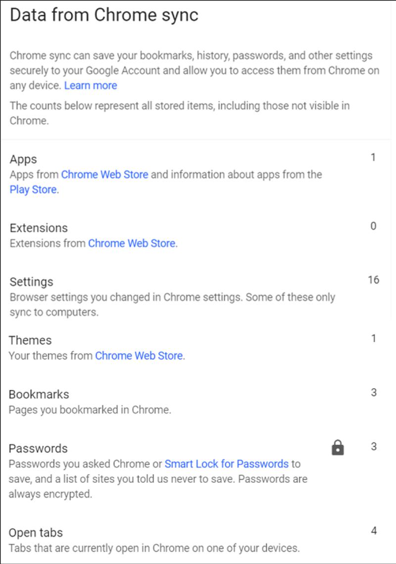 Chrome sync page