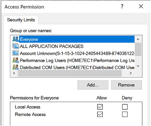 DCOM Access Permission