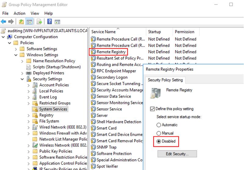 Disable Remote-Registry access using GPO