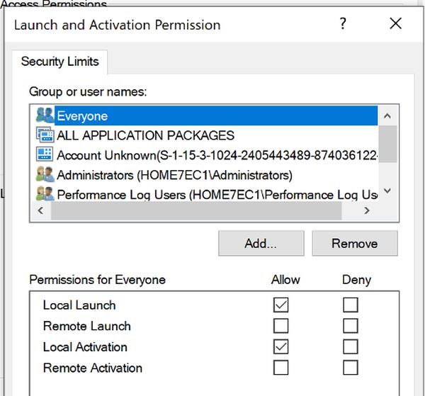 DCOM Launch and Activation Permission