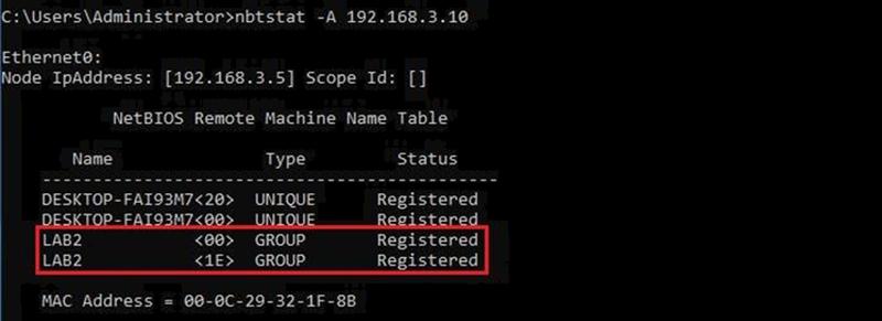 NBTSTAT Output