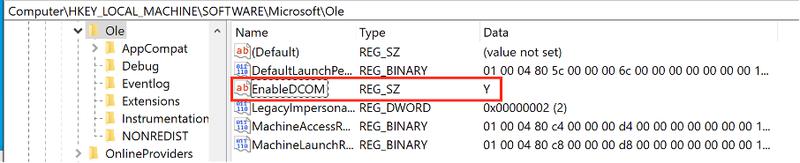 Registry DCOM Allowance